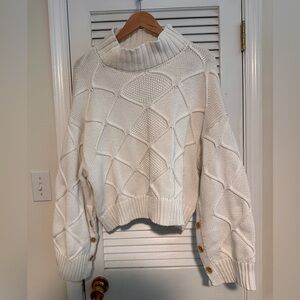 Banana Republic Chunky Knit Turtleneck Sweater with Button Details